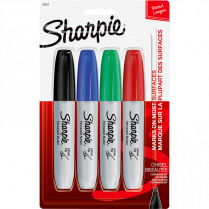 Sharpie&reg; Chisel Tip Permanent Markers Assorted Colours 4/pkg
