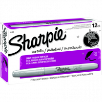 Sharpie&reg; Metallic Markers Fine Tip Silver 12/box