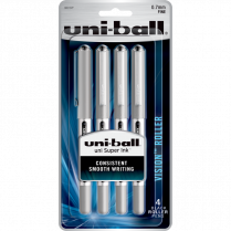 uni-ball&reg; Vision&trade; Roller Pens 0.7mm Black with Grey Barrel 4/pkg