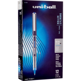 uni-ball&reg; Vision&trade; Roller Pen 0.5mm Blue with Metallic Charcoal Barrel 12/box