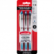 Uni-ball&reg; Vision Elite&trade; Roller Pen 0.8mm Blue-Black 3/pkg