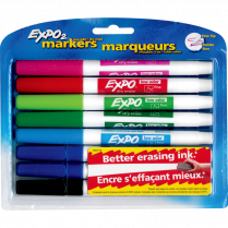 Expo&reg; Low Odour Dry Erase Markers Assorted Colours 8/pkg