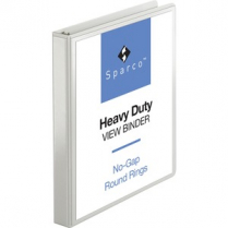 Business Source Round Ring View Binder 1" White