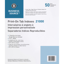 Business Source Print-On Tab Indexes White Letter 5tabs/set 50sets/Box