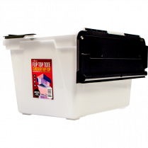 Storex&reg; Flip Top Storage Tote Clear with Black Top