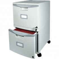 Storex&reg; 2 Drawer Plastic Vertical File with Casters Letter Grey