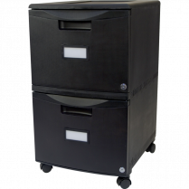Storex&reg; 2 Drawer Plastic Vertical File with Casters Letter Black
