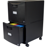 Storex&reg; 2 Drawer Plastic Vertical File with Casters Letter Black
