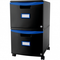 Storex&reg; 2 Drawer Plastic Vertical File with Casters Letter Black/Blue