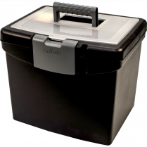 Storex&reg; File Totes with Organzier Lid 13-1/2" Black
