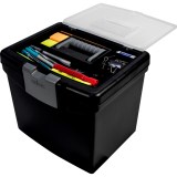 Storex&reg; File Totes with Organzier Lid 13-1/2" Black