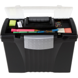 Storex&reg; File Totes with Organzier Lid 13-1/2" Black 17" Black