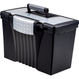 Storex&reg; File Totes with Organzier Lid 13-1/2" Black 17" Black