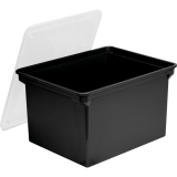 Storex&reg; Comfort Grip Letter/Legal File Tote Black with Clear Lid