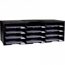 Storex&reg; Literature Organizer 12 Compartments Black