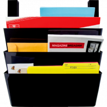 Storex&reg; Partition Hanging Wall Files Black 3/pkg