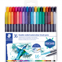Staedtler&reg; Double-Ended Watercolour Brush Pens Assorted Colours 36/pkg