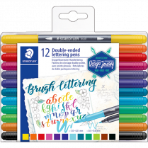Staedtler&reg; Double-Ended Lettering Pens Assorted Colours 12/pkg