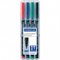 Staedtler&reg; Lumocolor&reg; Markers Permanent Broad Tip Assorted Colours 4/pkg