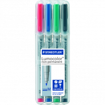 Staedtler&reg; Lumocolor&reg; Markers Washable Medium Tip Assorted Colours 4/pkg