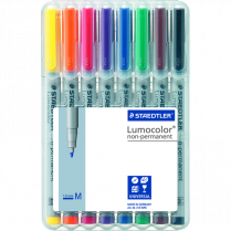 Staedtler&reg; Lumocolor&reg; Markers Washable Medium Tip Assorted Colours 8/pkg