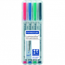 Staedtler&reg; Lumocolor&reg; Markers Washable Fine Tip Assorted Colours 4/pkg