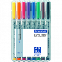 Staedtler&reg; Lumocolor&reg; Markers Washable Fine Tip Assorted Colours 8/pkg