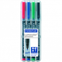 Staedtler&reg; Lumocolor&reg; Markers Permanent Medium Tip Assorted Colours 4/pkg