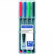Staedtler&reg; Lumocolor&reg; Markers Permanent Fine Tip Assorted Colours 4/pkg