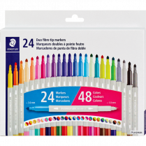Staedtler&reg; Duo Fibre-Tip Markers Assorted Colours 24/pkg