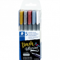 Staedtler&reg; Metallic Markers Brush Lettering Assorted Colours 5/pkg