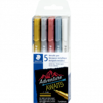 Staedtler&reg; Metallic Markers Adventure Awaits Pens Assorted Colours 5/pkg