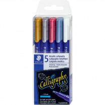 Staedtler&reg; Metallic Markers Calligraphy Assorted Colours 5/pkg