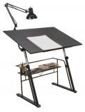 Studio Designs Zenith Height Adjustable Drafting Table w Shelf Black