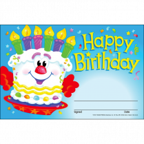 Trend&reg; Recognition Awards Happy Birthday Cake5-1/2" x 8-1/2" 30/pkg