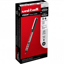 uni-ball&reg; Vision&trade; Roller Pens 0.38mm Black 12/box