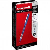 uni-ball&reg; Vision&trade; Roller Pens 0.38mm Blue 12/box