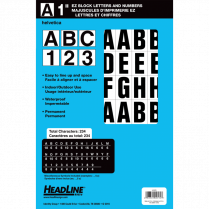 Headline&reg; EZ Block&trade; Adhesive Letters/Numbers 1" Black on White