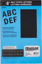 Headline Stick-on Gothic Letters 6" Black