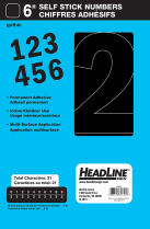 Headline Stick-on Gothic Numbers 6" Black