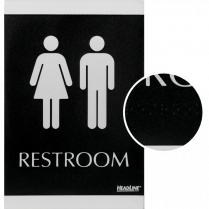 Headline&reg; Century Sign Restroom 6" x 9" Black & Silver