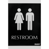 Headline&reg; Century Sign Restroom 6" x 9" Black & Silver