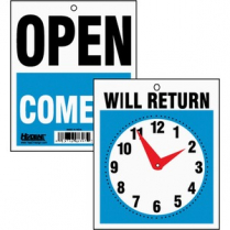 Headline Open / Will Return Clock Hands Sign 7-1/2" x 9"