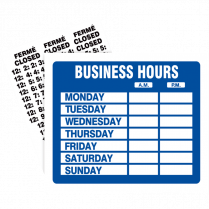 Headline&reg; Business Hours Sign Kit Electrostatic English