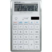 Victor&reg; 6400 Desktop Calculator White with Silver Accents