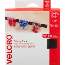 Velcro&reg; Sticky Back&trade; Tape 3/4" x 15' Black
