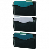 Winnable Mesh Wall File Pockets Black 3/pkg