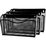 Winnable Mesh Wall File Pockets Black 3/pkg