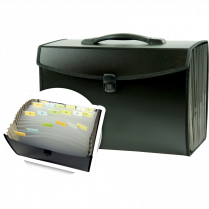 Winnable Portable Poly File 21 Pocket with Tab Inserts Letter/Legal Black