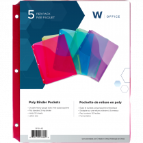 Winnable Slant Binder Pockets Assorted Colours 5/pkg